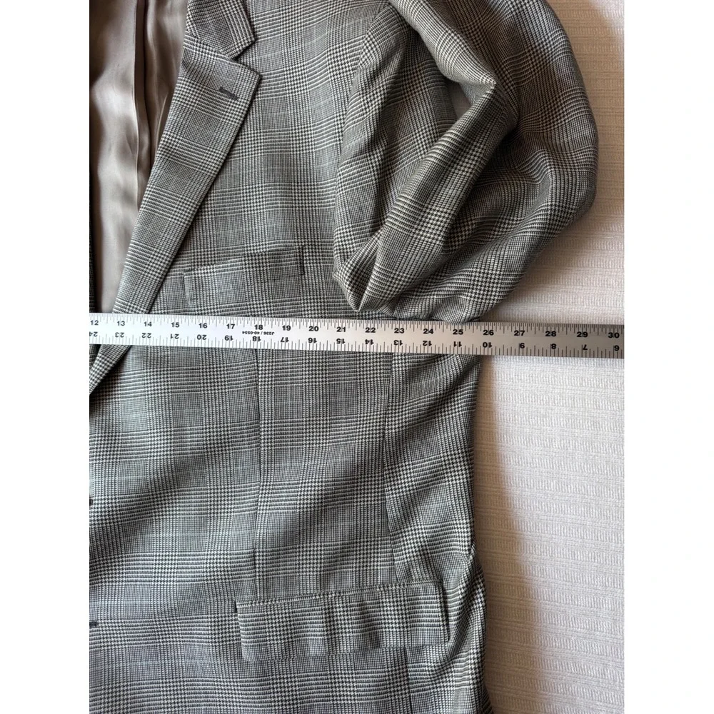 Lauren Ralph Lauren Wool Silk Glen Plaid Blazer Sport Coat Grey Brown 52R